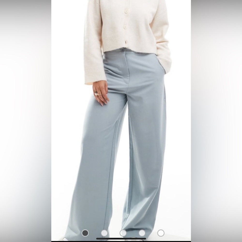 Have light blue wide leg trousers